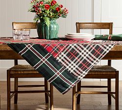 Classic Plaid Patchwork Cotton Table Throw