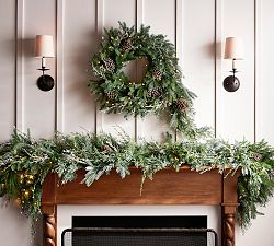 Faux Lit Avant-Garde Rustic Glam Wreath &amp; Garland