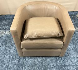 Open Box: Ayden Barrel Am Leather Swivel Armchair (32") - Churchfield Taupe