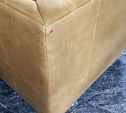 Open Box: Edgewood Leather Swivel Chair without Nailheads - Keystone Sandstone, Seadrift