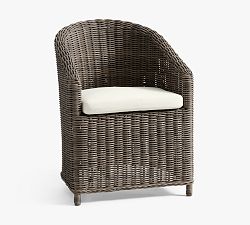 Open Box: Huntington Wicker Slope Arm Outdoor Dining Chair with Cushion - High Performance Canvas Natural, Gray