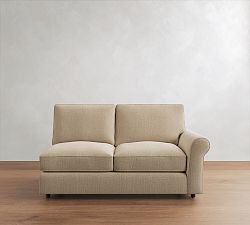 Open Box: PB Comfort Roll Arm Right Loveseat, Down Blend - Performance Casual Chenille Parchment
