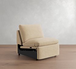Open Box: Westlake Leather Armless Power Recliner - Nubuck Sand, Chocolate