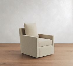 Open Box: Ayden Square Arm Chair - Performance Heathered Tweed Pebble, Chocolate