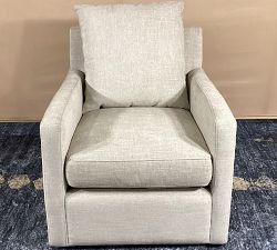 Open Box: Ayden Square Arm Chair - Performance Heathered Tweed Pebble, Chocolate