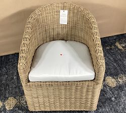 Open Box: Huntington Wicker Slope Arm Swivel Outdoor Dining Armchair with Cushion - Natural, Gray