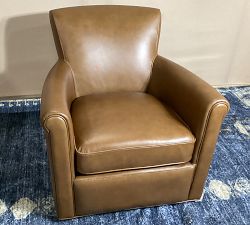 Open Box: Irving Roll Arm Leather Swivel Chair without Nailheads (33") - Signature Maple