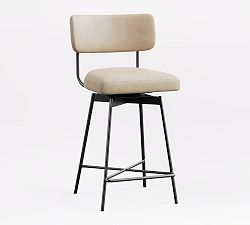 Open Box: Maison Leather Swivel Counter Stool (25") - Statesville Pebble, Bronze