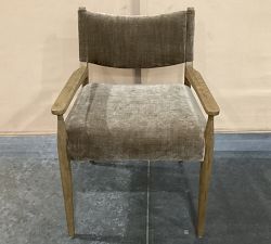 Open Box: Pauline Upholstered Dining Armchair - Altair Mushroom, Toasted Oak Legs