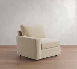 Open Box: Pearce Square Arm Left Armchair - Performance Heathered Basketweave Oatmeal, Espresso