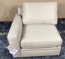 Open Box: Pearce Square Arm Left Armchair - Performance Heathered Basketweave Oatmeal, Espresso
