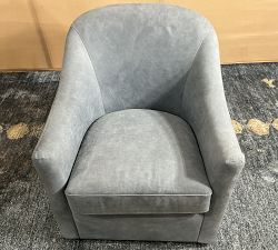 Open Box: Tillman Leather Swivel Armchair without Nailheads - Keystone Azure