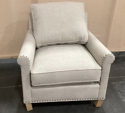 Open Box: Tyler Roll Arm Armchair with Nailheads (36") - Performance Chateau Basketweave Oatmeal, Seadrift