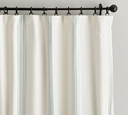Open Box: Riviera Striped Blackout Curtain (50"W x 108"L) - Porcelain Blue