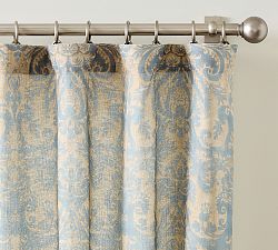 Open Box: Stella Damask Print Light Filtering Curtain ( 50"W x 84"L) - Steel Blue