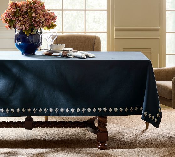 Kravet Floral Embroidered Tablecloth