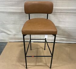Open Box: Maison Leather Bar Stool (30") - Statesville Caramel, Antique Bronze
