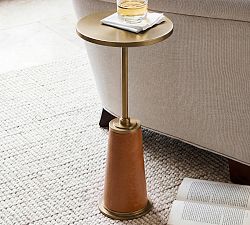Finn Round Leather Accent Table (14")