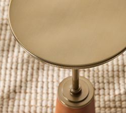 Finn Round Leather Accent Table (14")