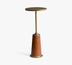 Finn Round Leather Accent Table (14")