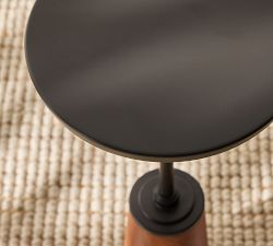 Finn Round Leather Accent Table (14")