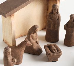 Rustic Brown Nativity Set