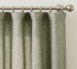 Open Box: Belgian Flax Linen Unlined Curtain (50"W x 84"L) - Loden