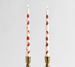 Poinsettia Taper Candle - Set of 2