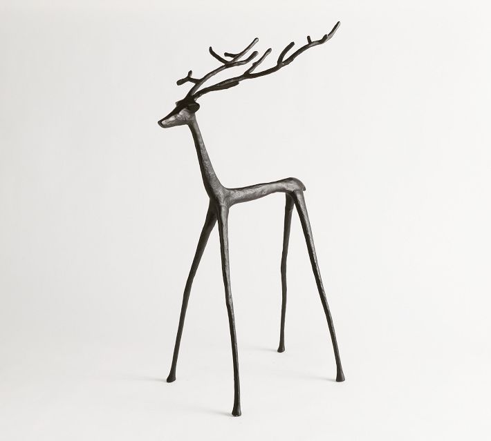 Bronze Sculpted Reindeer - Elegant Holiday Decor | Pottery Barn