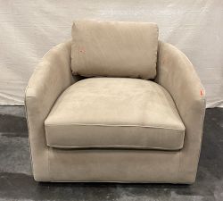 Open Box: Remmy Leather Swivel Chair (39") - Nubuck Sand