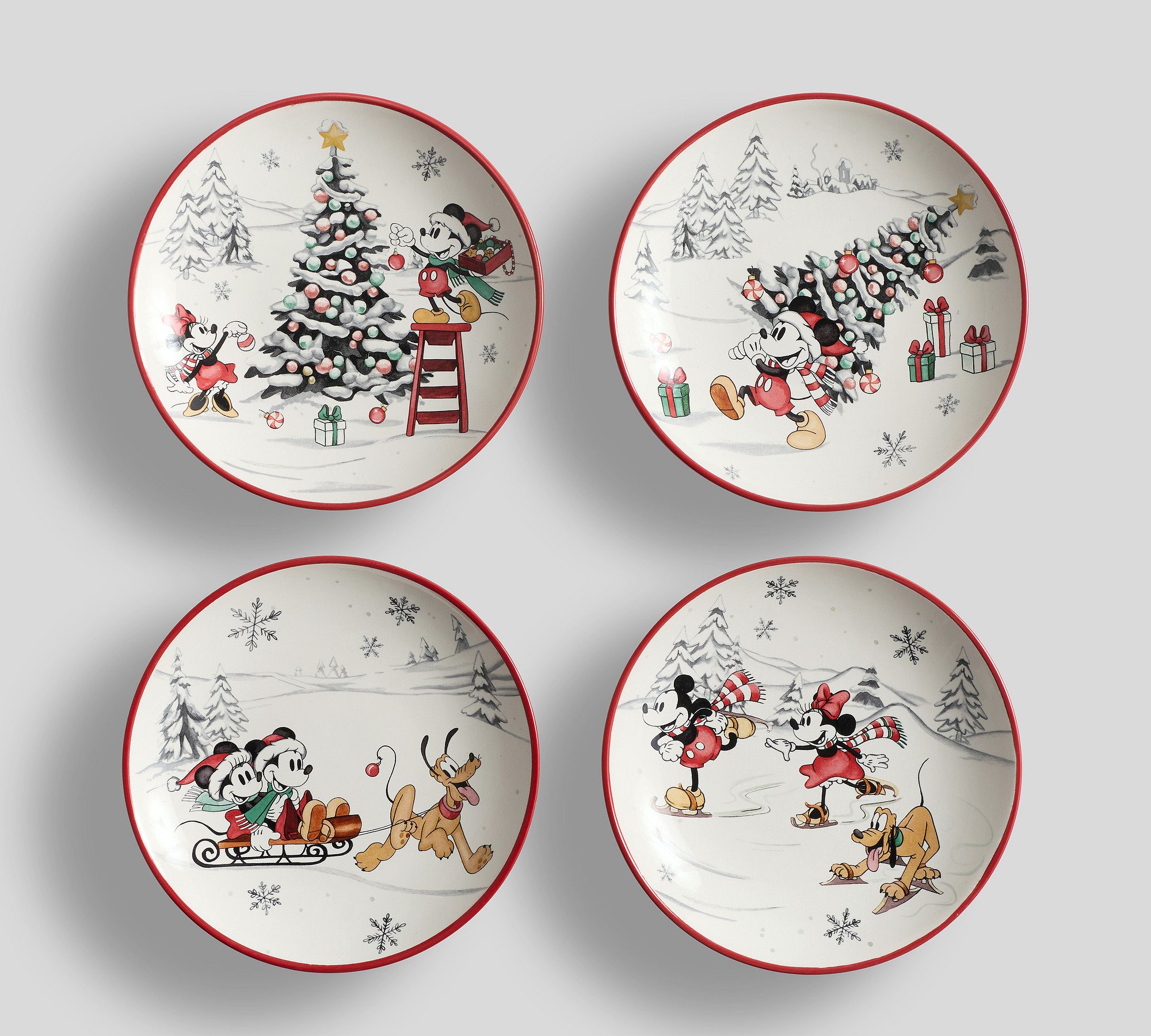Disney Mickey Mouse and Friends Stoneware Appetizer Plates - Mixed Set of 4