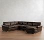 PB Comfort Modern Roll Arm Leather 4-Piece Chaise Sectional (137")