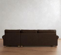 PB Comfort Modern Roll Arm Leather Chaise Sectional (105"&ndash;131")