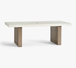 Pomona Concrete &amp; Acacia Rectangular Outdoor Dining Table (86")