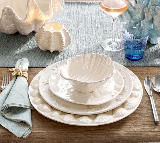 Pearlescent Shell Stoneware Cereal Bowls - Set of 4