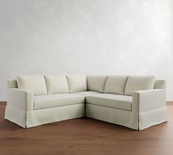 York Square Arm Slipcovered 3-Piece L-Shaped Sectional (92")