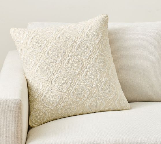 Floral Medallion Embroidered Pillow Cover