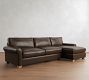 PB Comfort Modern Roll Arm Leather Chaise Sectional (105"&ndash;131")