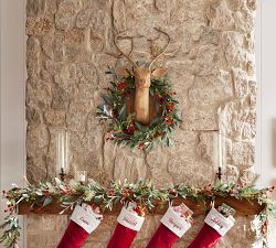 Faux Lit Eucalyptus and Berry Wreath &amp; Garland