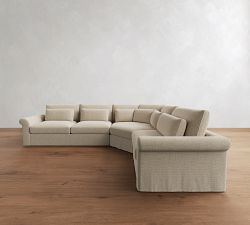 Westwood Roll Arm Deep Seat Slipcovered 3-Piece Wedge Sectional (136")