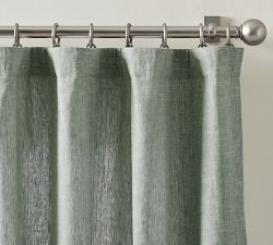 Custom Emery Linen Curtain - Mineral Blue