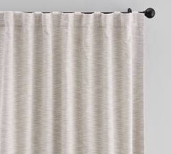 Custom Seaton Textured Cotton Blackout Curtain - Oatmeal