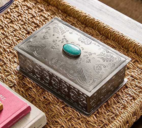 Western Silver & Turquoise Decorative Box