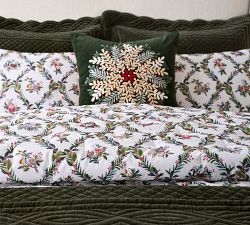 Winter Wreath Embroidered Pillow Cover