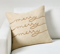 Merry Embellished Pillow Cover