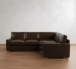 PB Comfort Modern Square Arm Leather 3-Piece Wedge Sectional (115")