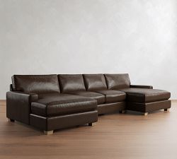 PB Comfort Modern Square Arm Leather Double Chaise Sectional (129"&ndash;164")