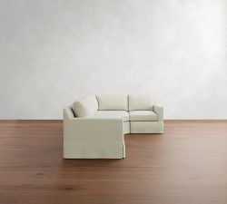 York Square Arm Slipcovered 3-Piece Wedge Sleeper Sectional (117")