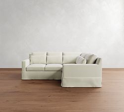 York Square Arm Deep Seat Slipcovered 3-Piece Sectional (98")