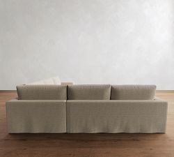 Westwood Square Arm Slipcovered 3-Piece L-Shaped Wedge Sleeper Sectional (127")